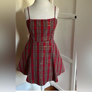 Altar’d State red Plaid A-Line Dress
